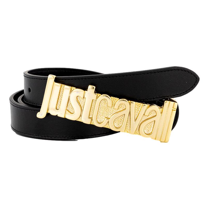 Just cavalli black belt with maxi gold logo buckle - JUST  display picture 2