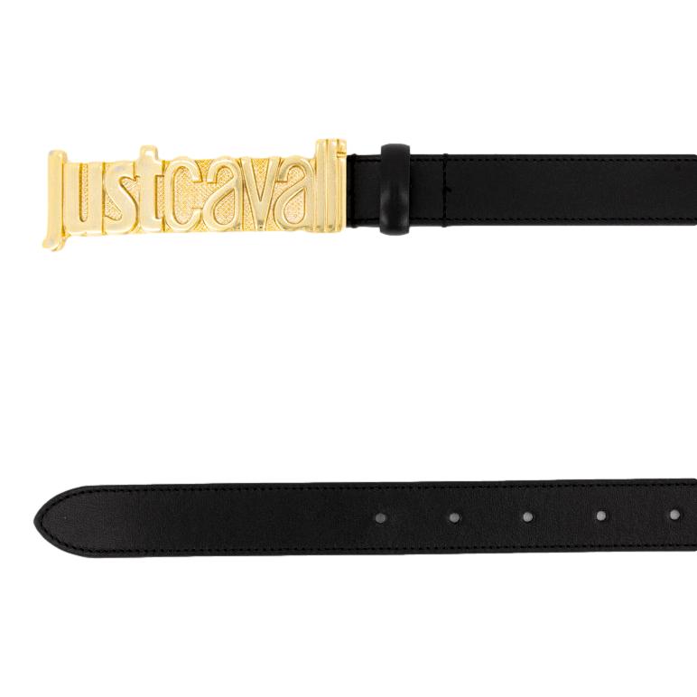 Just cavalli black belt with maxi gold logo buckle - JUST  display picture 3