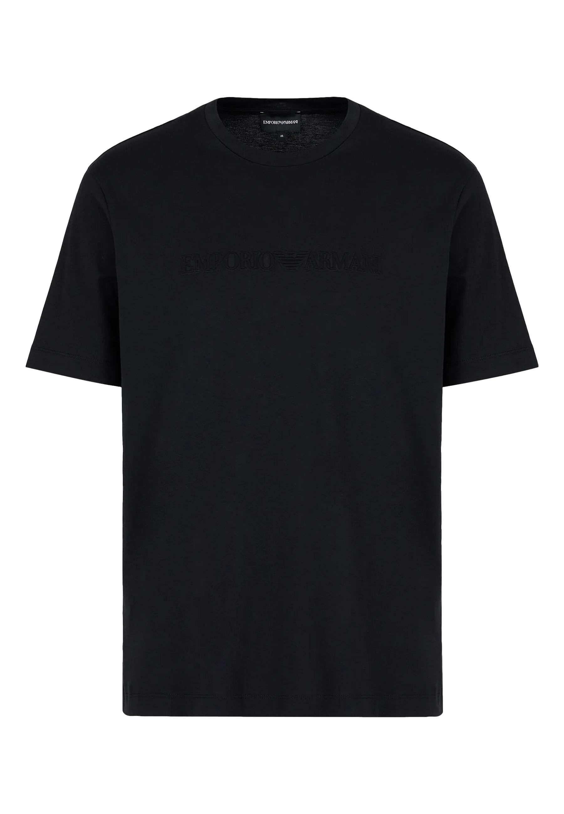 Jersey T-shirt with embossed logo embroidery - EMPORIO ARMANI 
