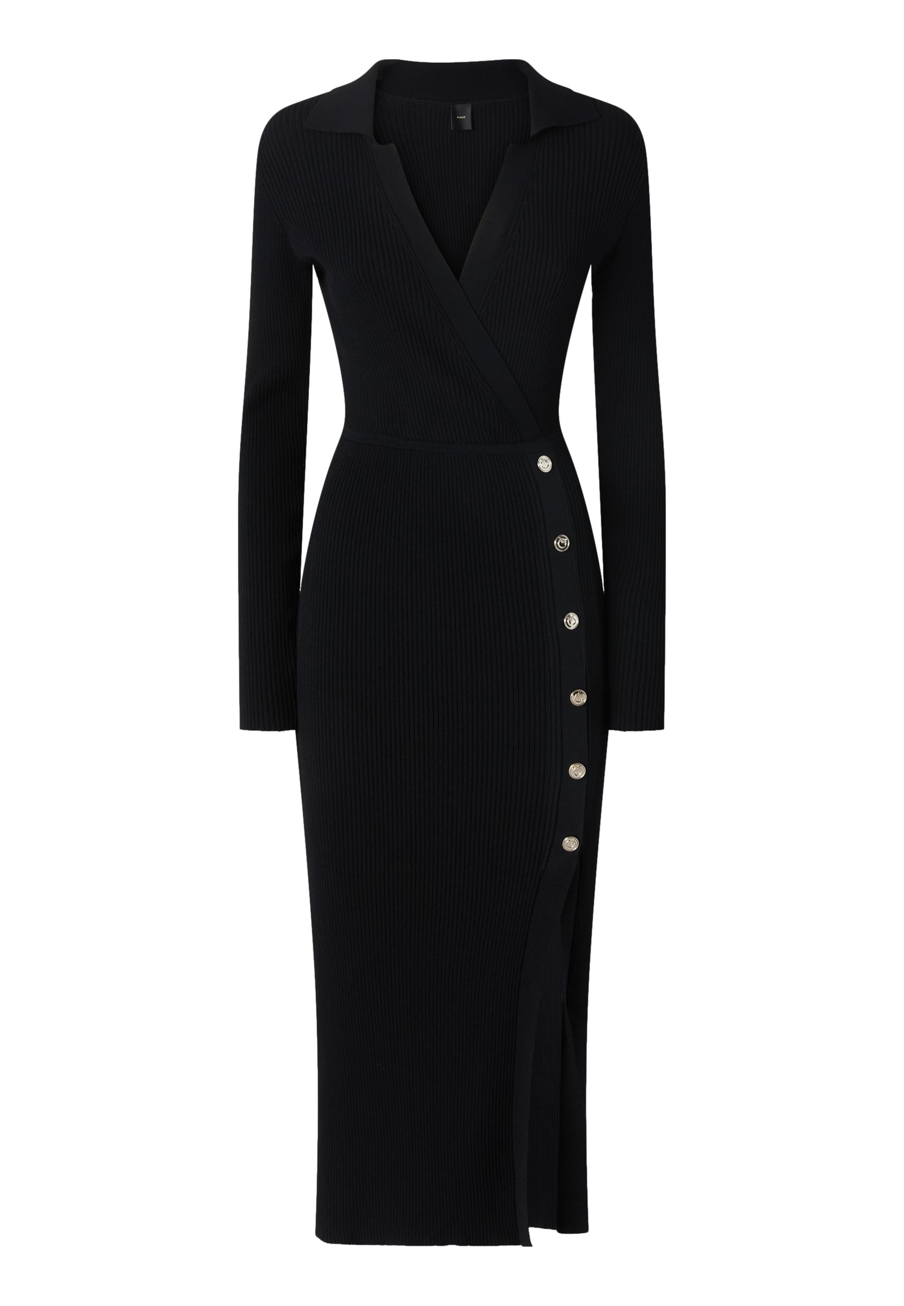 Ribbed knit long dress with gold buttons - PINKO - Finizio Collezioni