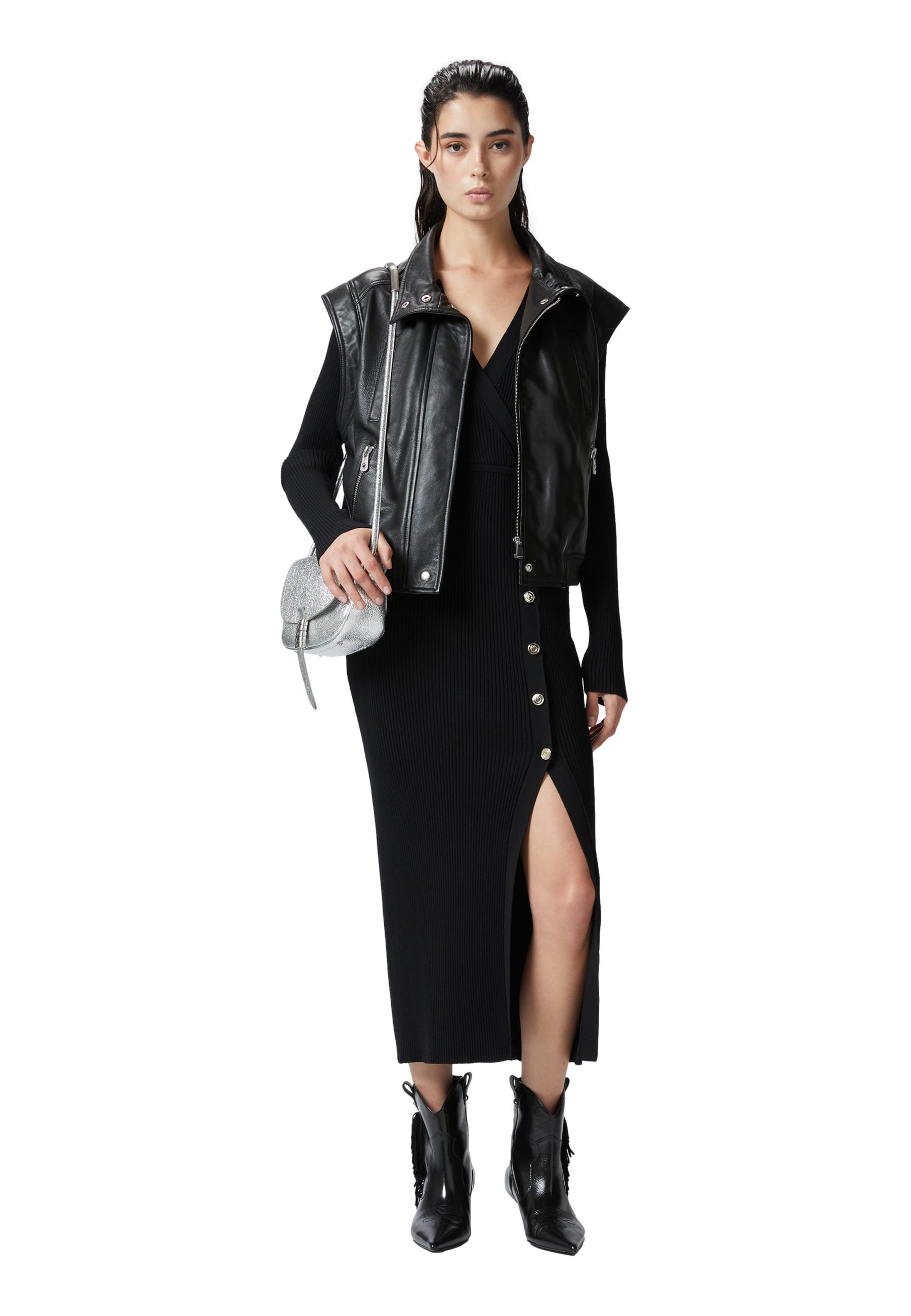 Ribbed knit long dress with gold buttons - PINKO - Finizio Collezioni