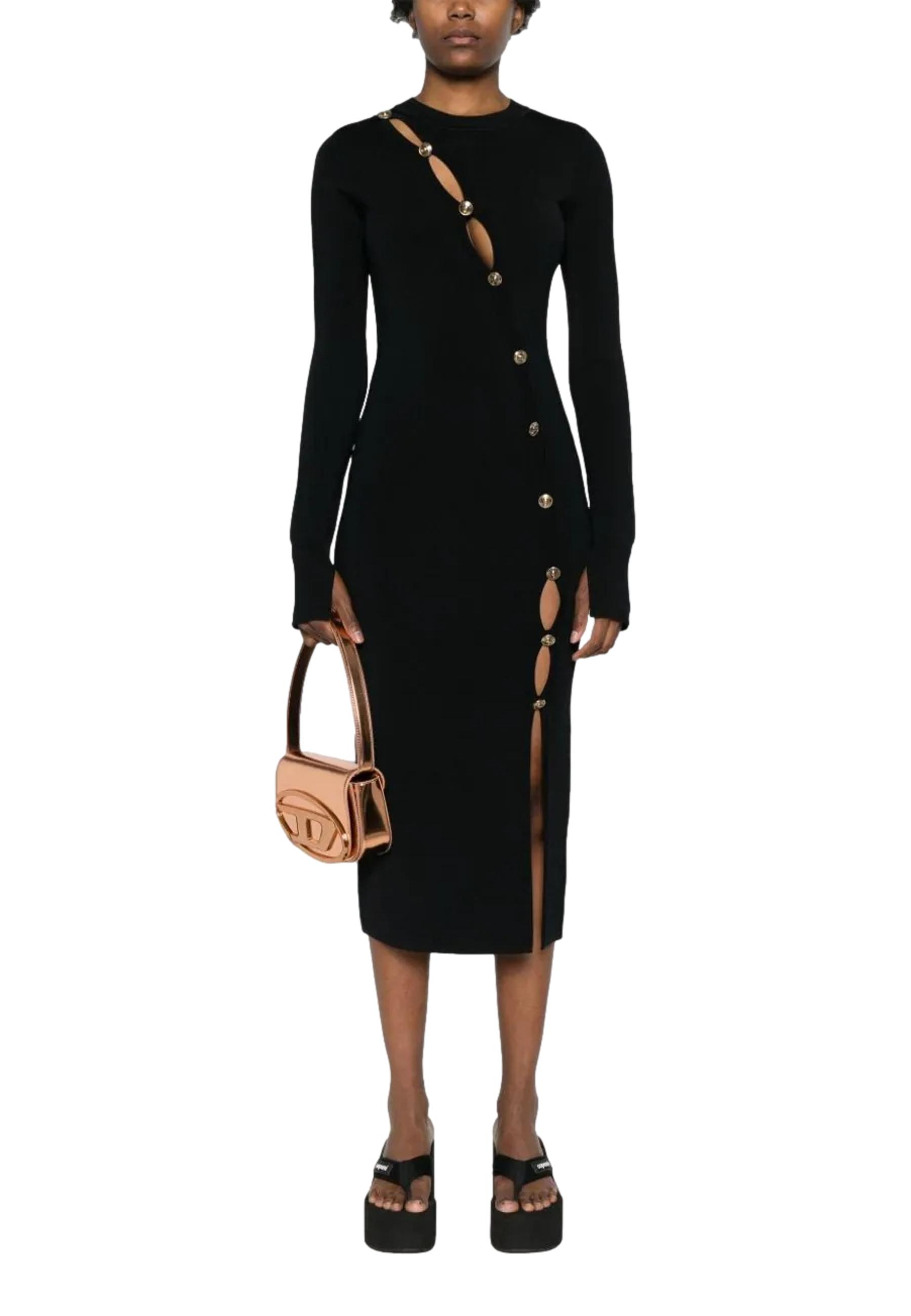 slim fit dress slacks Versace // Versus Black & Gold Safety Pin Dress – VSP Consignment main image 1