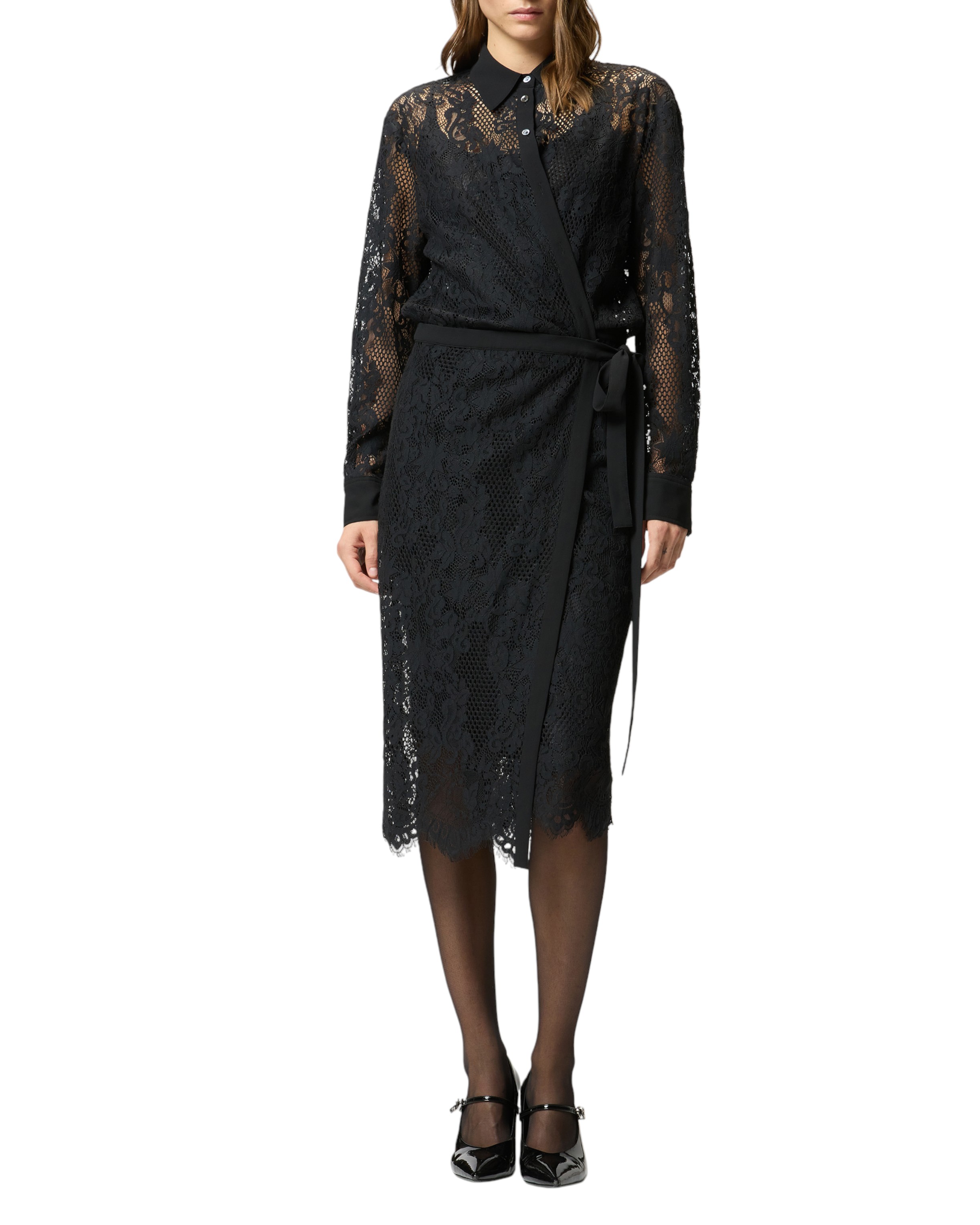 Rebrod lace midi dress with long sleeves - PINKO - Finizio Collezioni