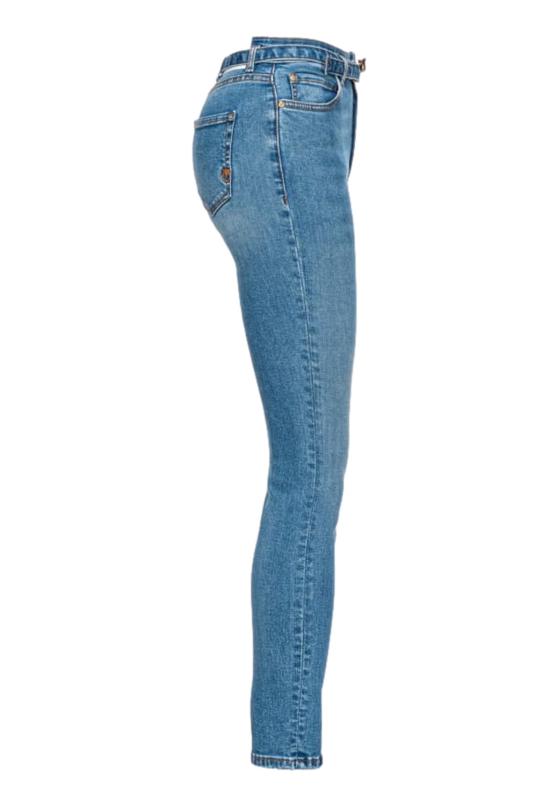 KUNMI Jeans Skinny Strappati Donna – Denim Elasticizzato Vintage, Modello M013, Colore Azzurro Cielo (Taglia 52) - 4