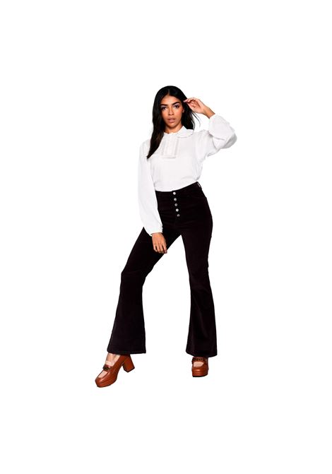 VELVET LADIES TROUSERS-DARK BROWN GLAMOROUS | Trousers | CK6192BROWN