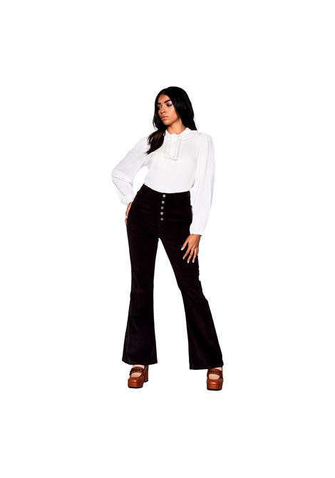 VELVET LADIES TROUSERS-DARK BROWN GLAMOROUS | Trousers | CK6192BROWN