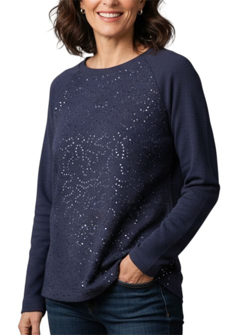 Maglia girocollo con micro paillettes ISTINTI | Maglie | 31723BLU