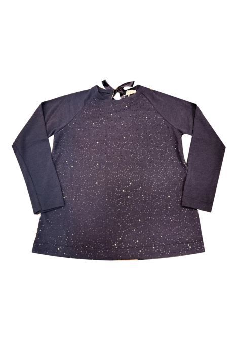 Maglia girocollo con micro paillettes ISTINTI | Maglie | 31723BLU