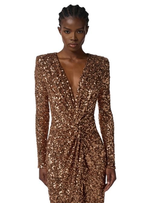 green emerald velvet dress Red Carpet Dress Full Sequins with Cut Out