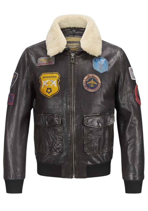 Leather Aviator Jacket with Removable Collar ? Milestone MILESTONE | jackets | MATTI99