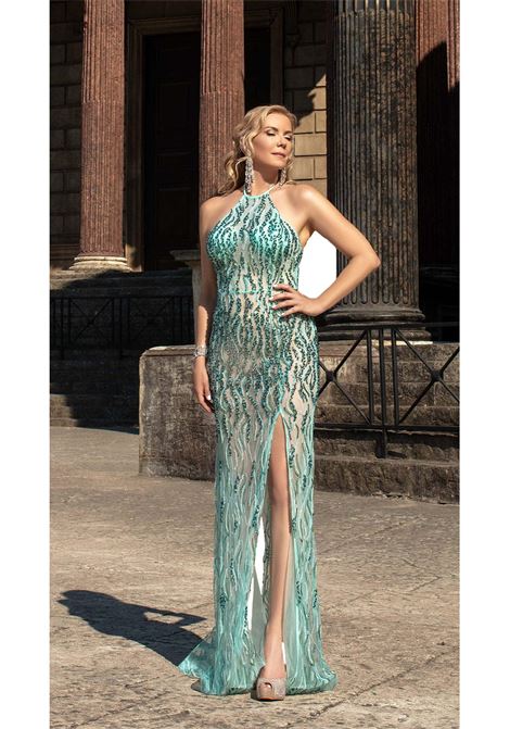 Abito ricamato con stola Impero Couture linea Luigi Auletta IMPERO | Abiti | EN045CAMP