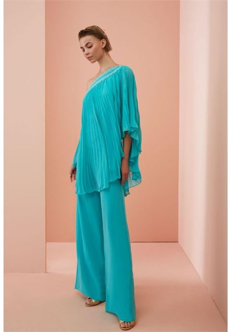 Coordinato pantalone palazzo con casacca monospalla Allure ALLURE | Abiti | 3822ACQUA