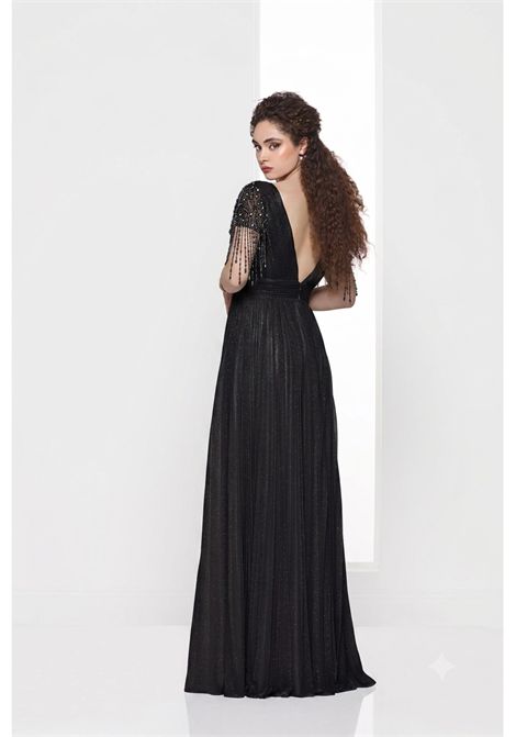 Abito con manicha corta rivestita di strass Impero Couture IMPERO | Abiti | J10891NERO