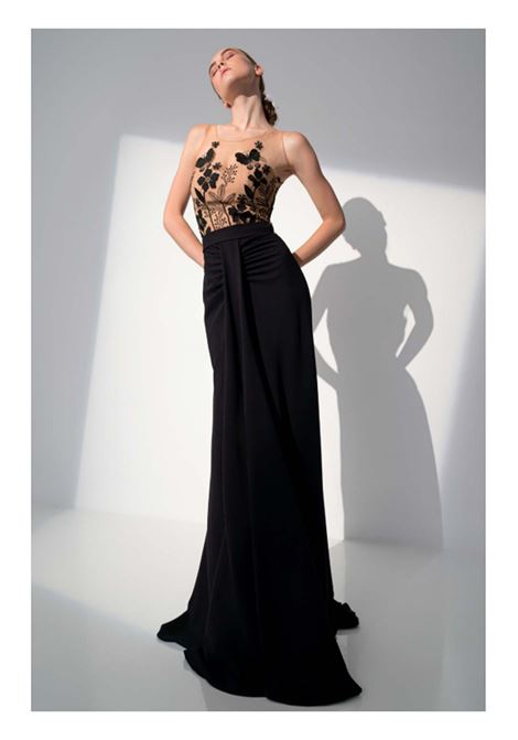 ABITO LUNGO CON RICAMO MISCHALIS | Abiti | 8427NERO