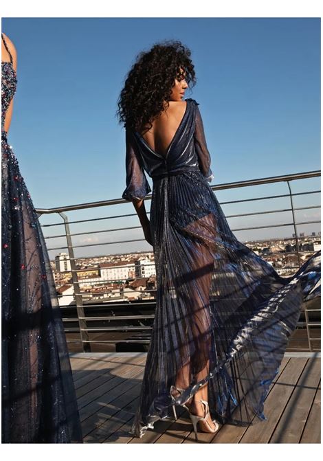 ABITO LUNGO CON GONNA TRASPARENTE ELEGANTE NICOLE MILANO NICOLE | Abiti | 22116BLU