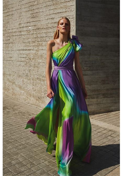 Abito monospalla multicolre Maestri MAESTRI | Abiti | 4906UNICA