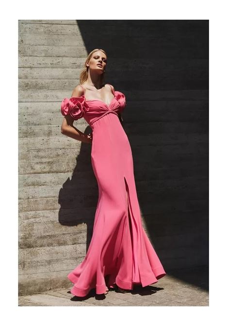 Abito lungo modello sirena con maniche con rouges Maestri MAESTRI | Abiti | 4913PINK