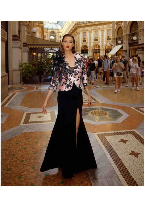 Abito lungo con giacca a contrasto e applicazioni sulla spalla Musani MUSANI | Abiti | LL2200302510