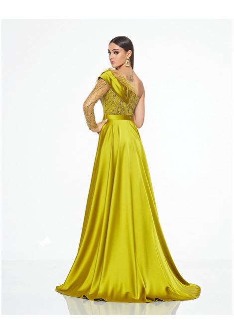 Abito monospalla lime con applicazioni Impero IMPERO | Abiti | BL4745CAMPIONE