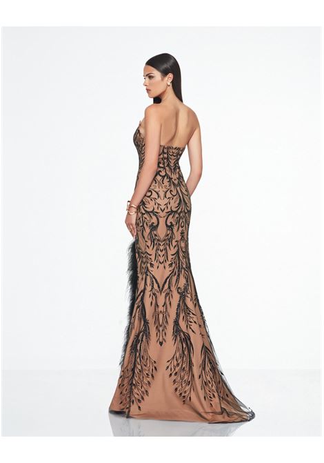 Impero long dress with bodice and feather slit IMPERO | dress | IV2316/34CAMPIONE