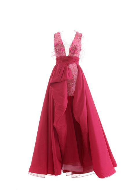 Abito corto con pannello gonna in tafta KUEA | Abiti | 102FUXIA