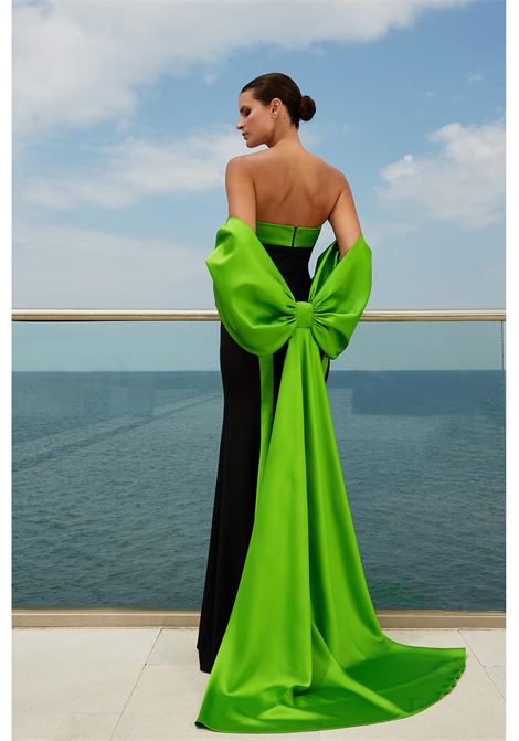 Abito lungo bicolore con stola in tafta effetto fiocco Maestri MAESTRI | Abiti | 5025UNIC