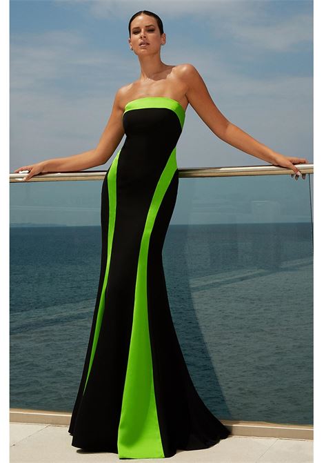 Abito lungo bicolore con stola in tafta effetto fiocco Maestri MAESTRI | Abiti | 5025UNIC