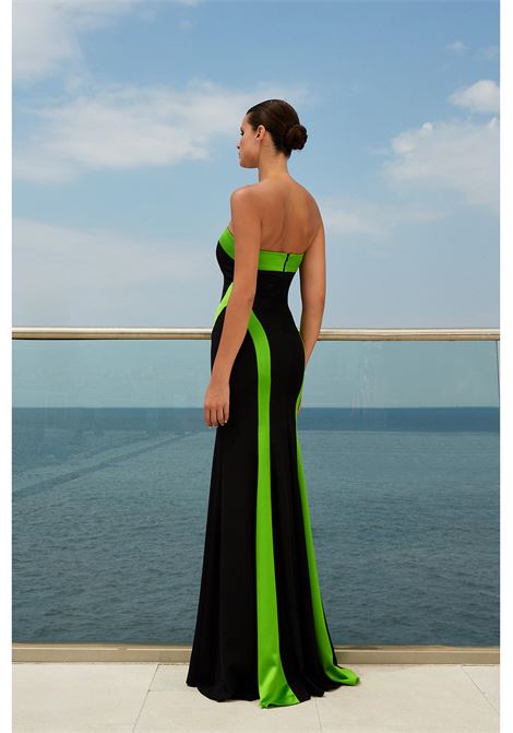 Abito lungo bicolore con stola in tafta effetto fiocco Maestri MAESTRI | Abiti | 5025UNIC