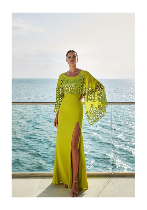 Long dress with embroidered cape Maestri MAESTRI | dress | 5033OLIVE