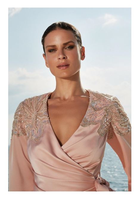 Giacca lavorata in seta cipria con gonna a coordinato completamente lavorata Maestri MAESTRI | Abiti | 5046NUDE