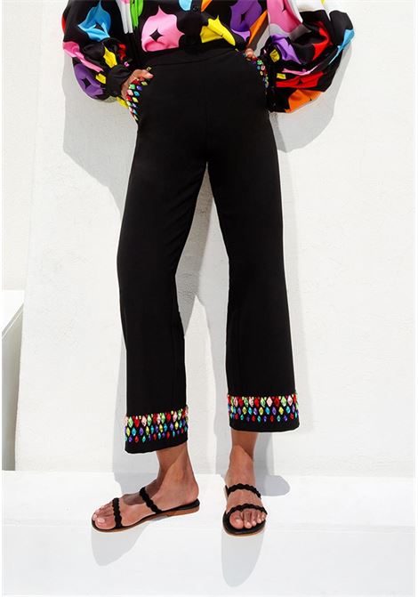 Trousers with multicoloured appliqués TWINS | Trousers | T4363PUNIC