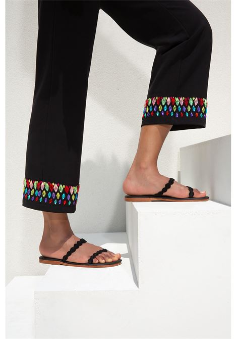 Trousers with multicoloured appliqués TWINS | Trousers | T4363PUNIC