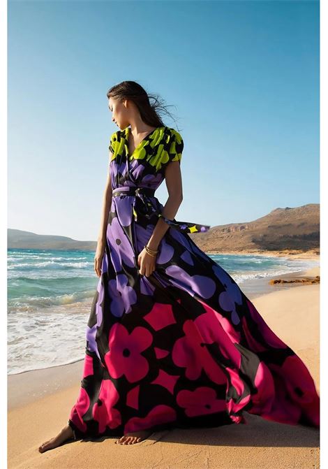 Multicolor patterned long dress TWINS | dress | T4392UNIC