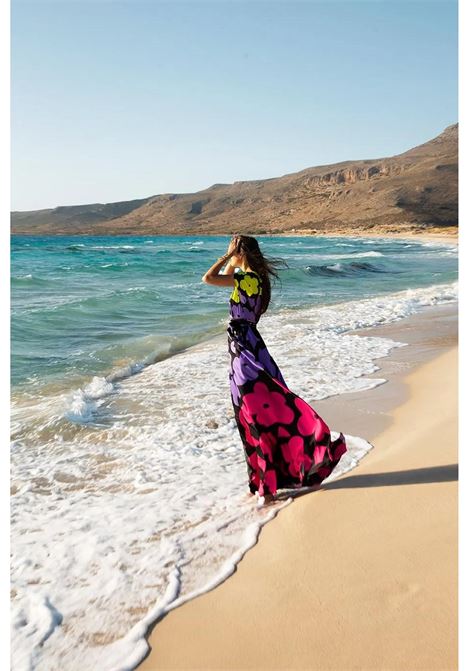 Multicolor patterned long dress TWINS | dress | T4392UNIC