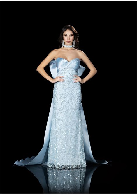 Long Heart Neckline Dress with Bow IMPERO | dress | J0491CAMPIONE