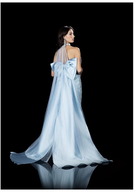 Long Heart Neckline Dress with Bow IMPERO | dress | J0491CAMPIONE