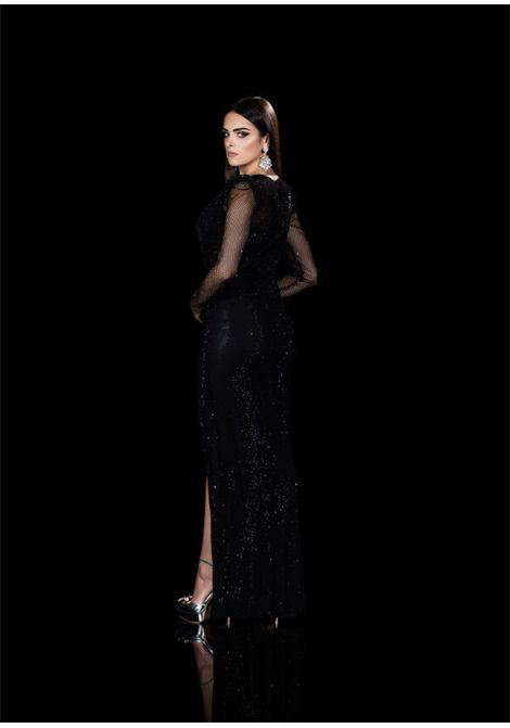 Abito manica lunga in Tessuto a Rete e strass IMPERO | Abiti | RB5206CAMPIONE