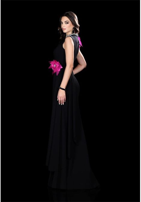 Long dress with jewel detail and contrasting flowers IMPERO | dress | SL4121CAMPIONE