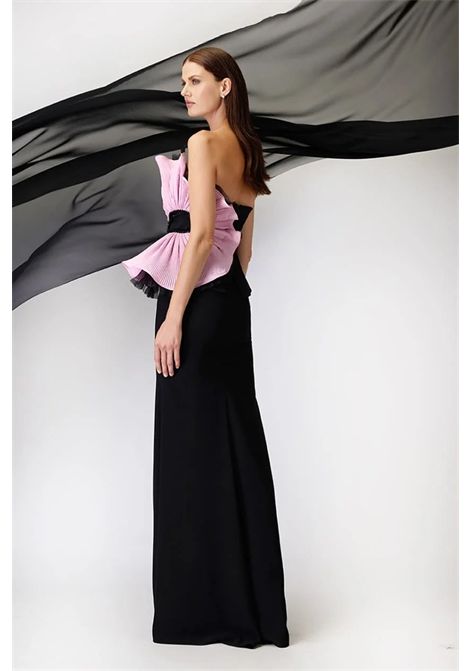 Coordinato corpetto con rouches e gonna MAESTRI | Abiti | M5170NERO/ROSA