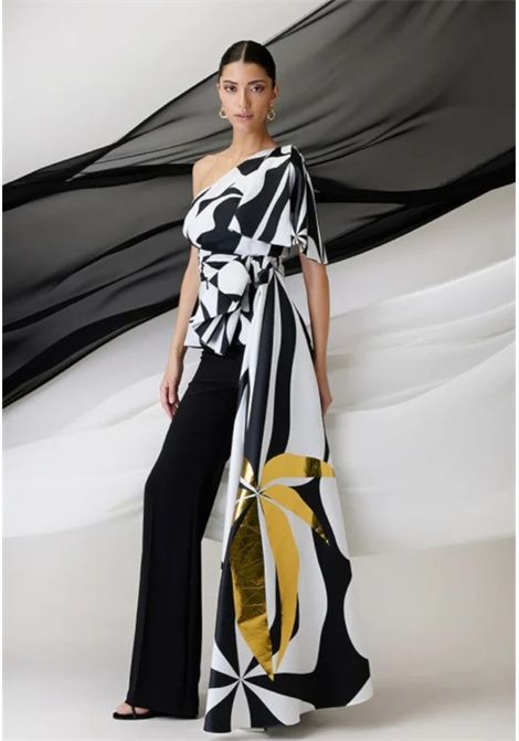 Coordinato blusa con dettagli oro e pantalone palazzo MAESTRI | Abito | M51861