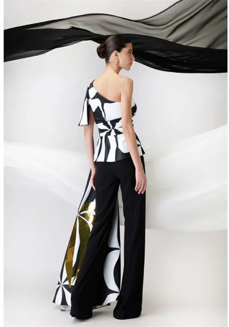 Coordinato blusa con dettagli oro e pantalone palazzo MAESTRI | Abito | M51861