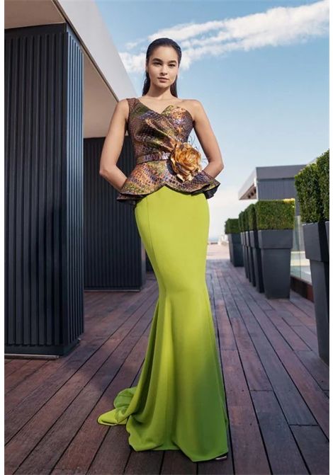 Coordinato corpetto microfantasia e gonna a sirena MISCHALIS | Abiti | M311283