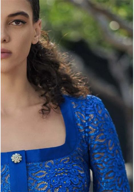 ABITO MIDI IN PIZZO CON CINTURA GIOIELLO MISCHALIS | Abiti | M386961