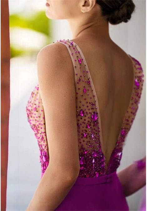 Abito a sirena con corpetto ricamato con pietre e strass MISCHALIS | Abiti | M387232