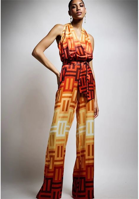 Tuta Palazzo con Fantasia Geometrica in Toni Terra TWINS | Tuta | T46121