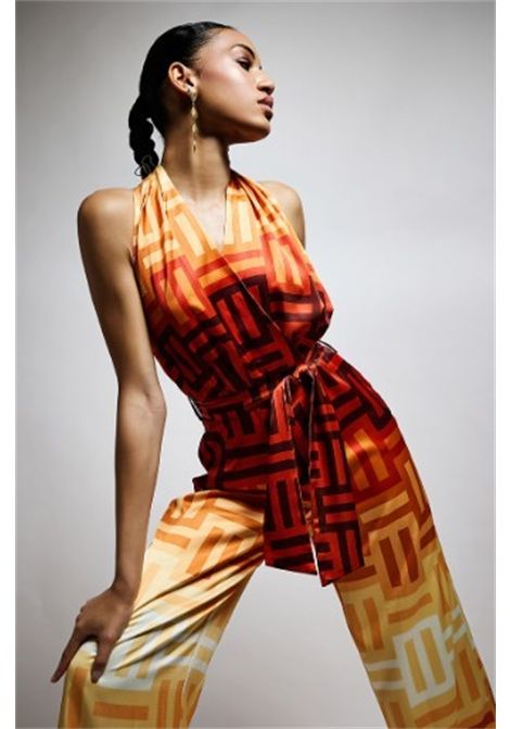 Tuta Palazzo con Fantasia Geometrica in Toni Terra TWINS | Tuta | T46121