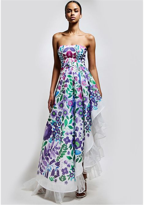 Asymmetrical Floral Pattern Flared Dress  TWINS | dress | T4615UNIC