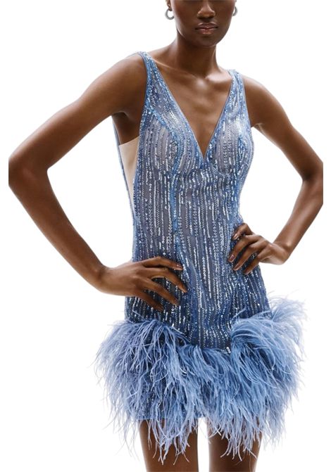 MINI DRESS CON APPLICAZIONI E PIUME ALLURE | Abiti | A4849INDIGO