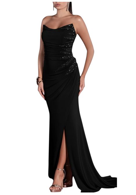 Dress with appliqués and slit IMPERO | dress | AH42325