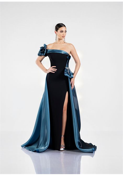 One-Shoulder Dress with Two-Tone Satin Details IMPERO | dress | BL4932-26CAMP